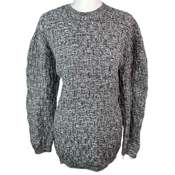 Pacsun Crew Neck Black/White Marled Pullover Side Zippers Slouch Women’s Sz L - Picture 1 of 11